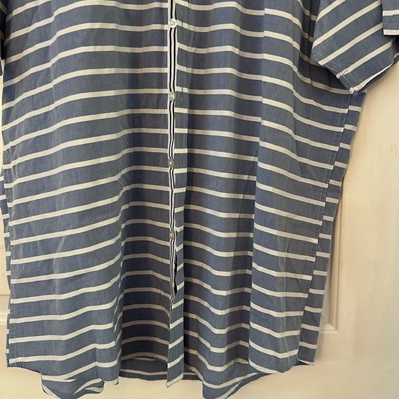 Men’s Club Room Light Blue & White Striped Short Sleeve Button Up Shirt Size XL - Picture 3 of 8